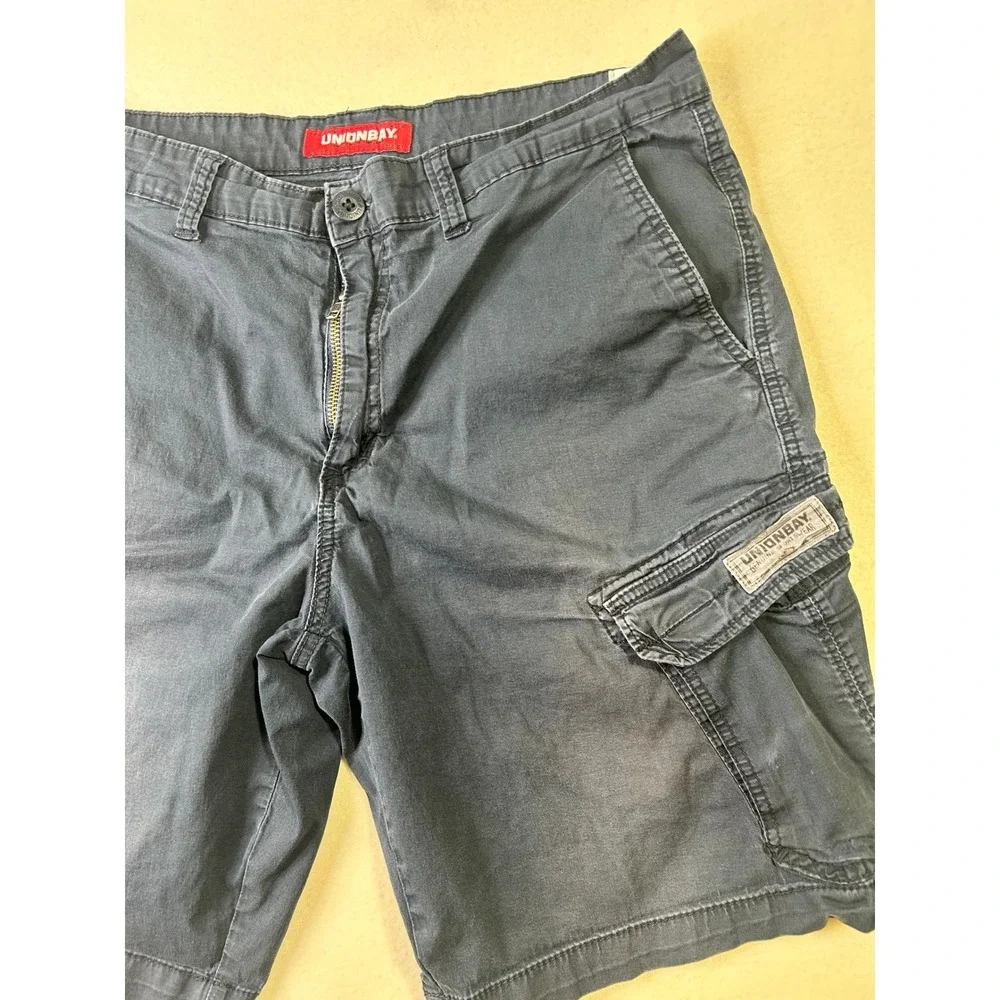 Unionbay Mens Cargo Shorts Navy Blue Size 36 Stretch Cotton Utility Pockets